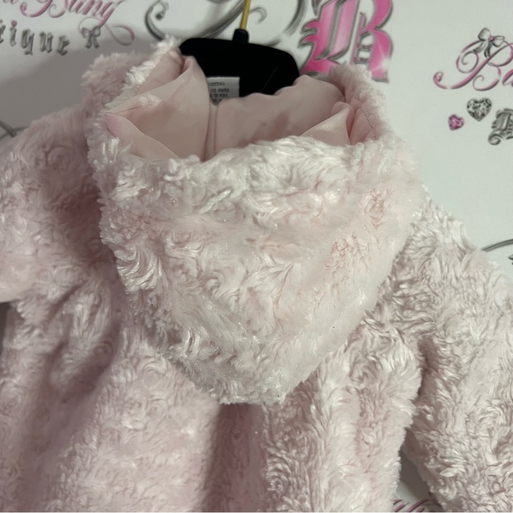 Young hearts size 6-9m Young hearts jacket coat fluffy pink bow tie π - Picture 6 of 9